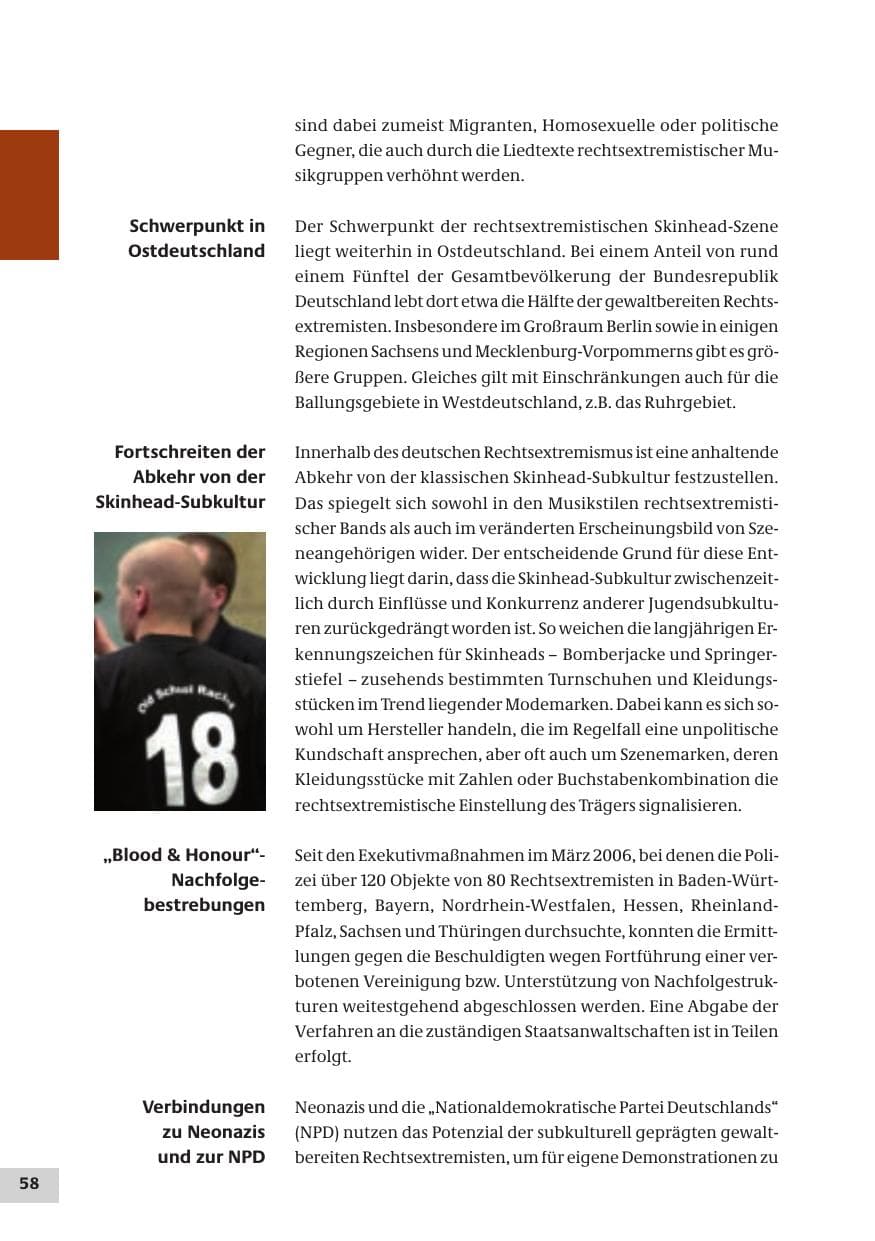 Seite 58 des Verfassungsschutzbericht 2007 Bund