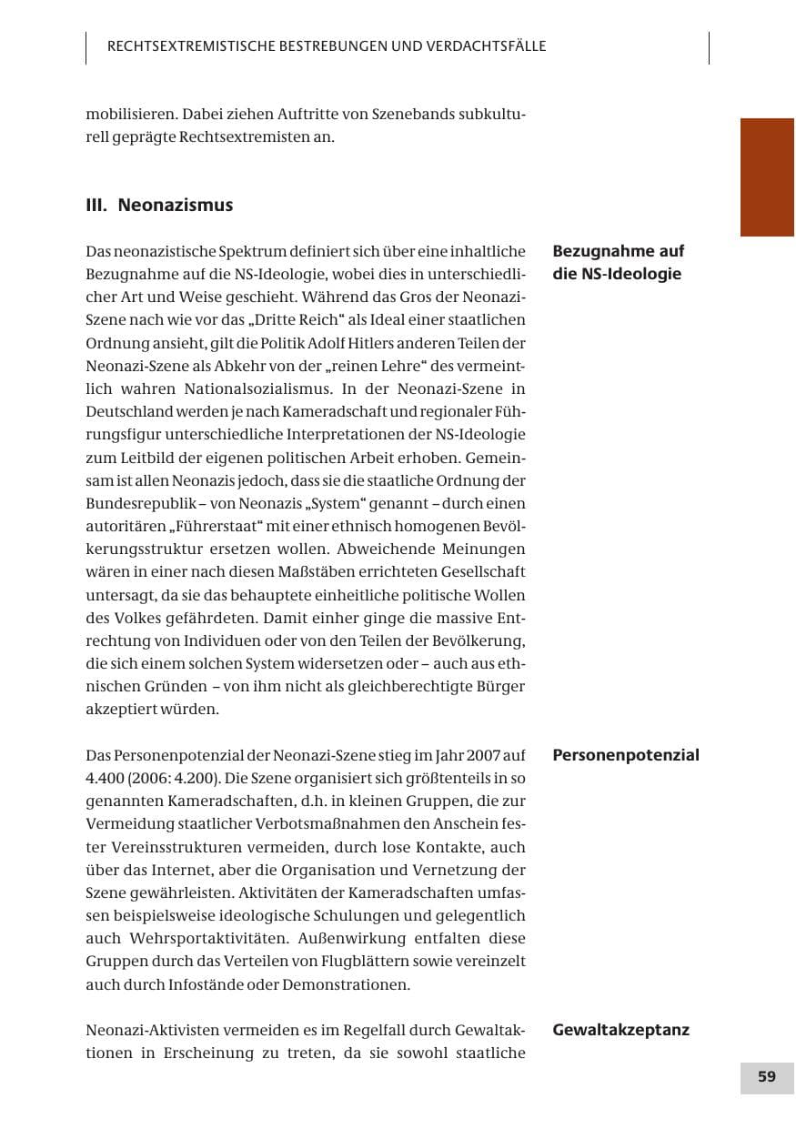 Seite 59 des Verfassungsschutzbericht 2007 Bund