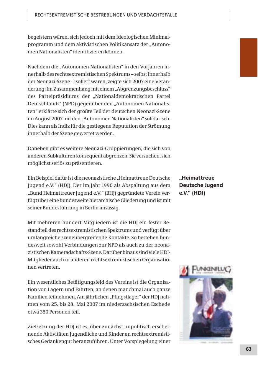 Seite 63 des Verfassungsschutzbericht 2007 Bund