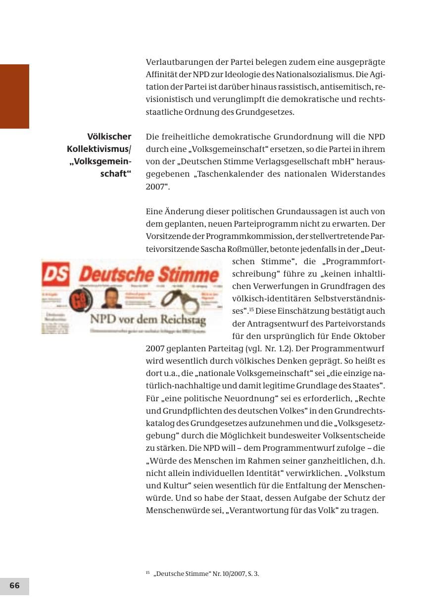 Seite 66 des Verfassungsschutzbericht 2007 Bund