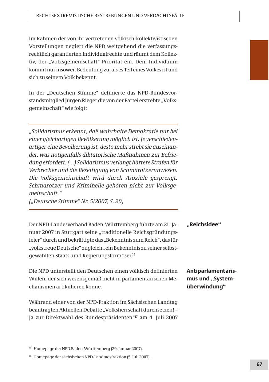 Seite 67 des Verfassungsschutzbericht 2007 Bund