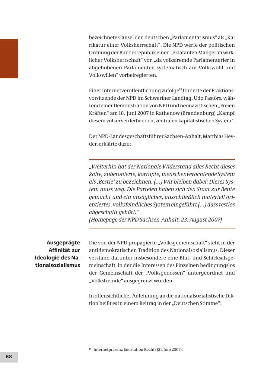 Seite 68 des Verfassungsschutzbericht 2007 Bund