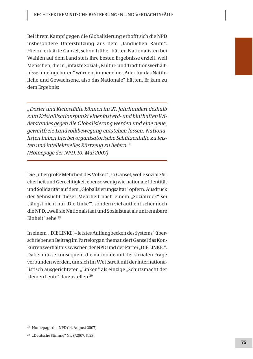 Seite 75 des Verfassungsschutzbericht 2007 Bund