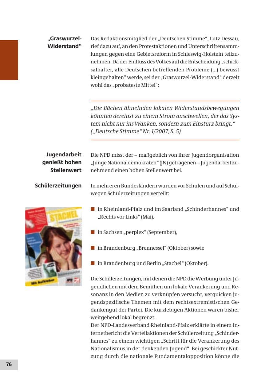 Seite 76 des Verfassungsschutzbericht 2007 Bund