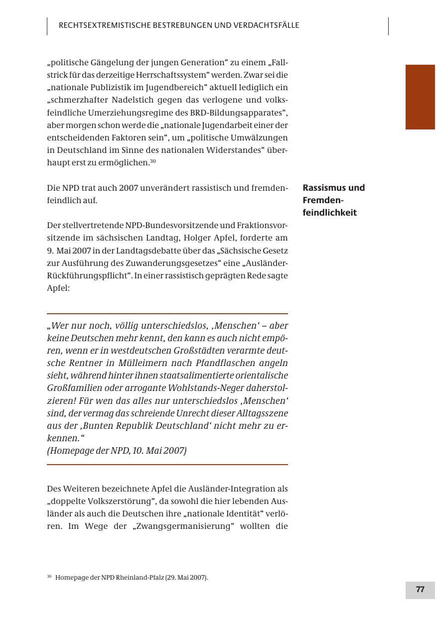 Seite 77 des Verfassungsschutzbericht 2007 Bund