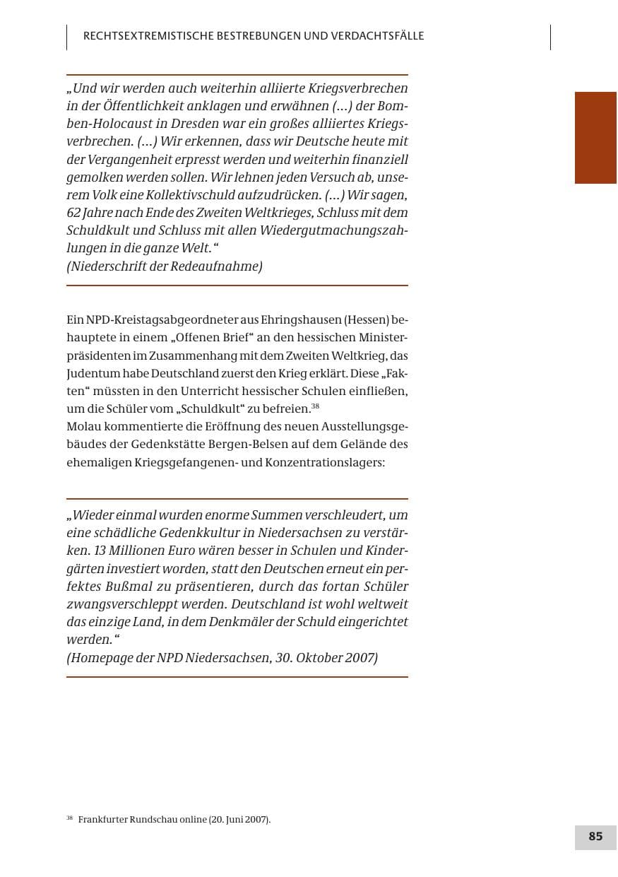 Seite 85 des Verfassungsschutzbericht 2007 Bund