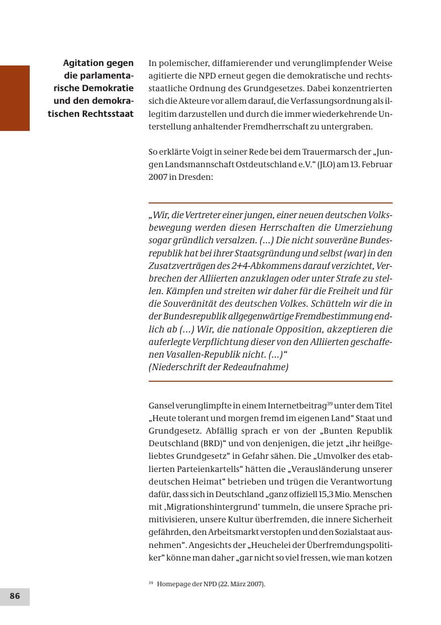 Seite 86 des Verfassungsschutzbericht 2007 Bund
