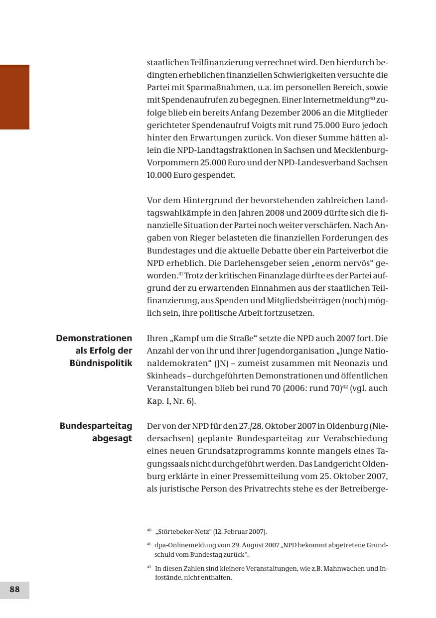 Seite 88 des Verfassungsschutzbericht 2007 Bund