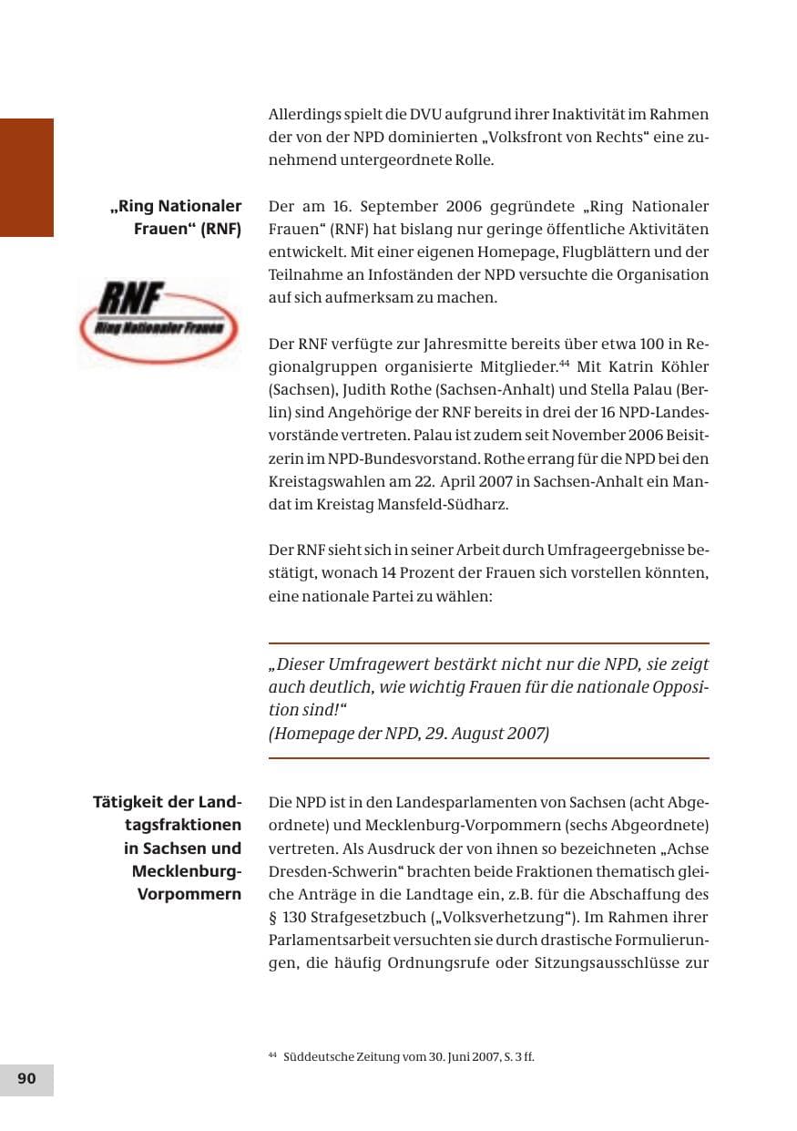 Seite 90 des Verfassungsschutzbericht 2007 Bund
