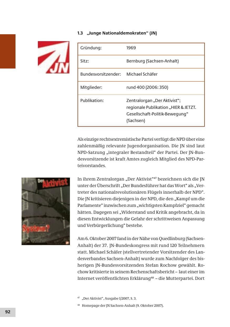 Seite 92 des Verfassungsschutzbericht 2007 Bund