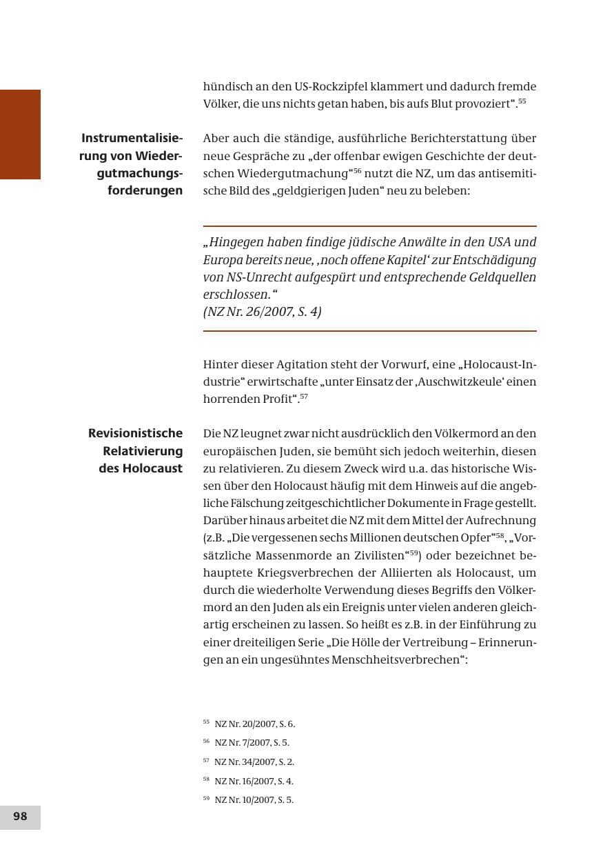 Seite 98 des Verfassungsschutzbericht 2007 Bund