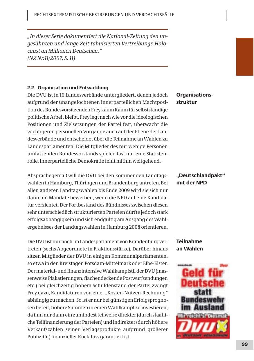 Seite 99 des Verfassungsschutzbericht 2007 Bund