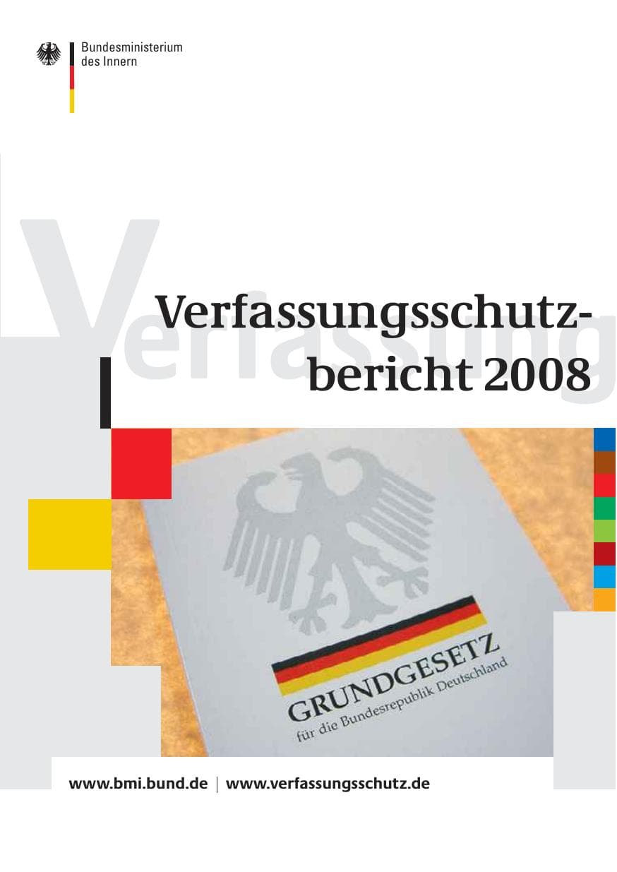 Seite 1 des Verfassungsschutzbericht 2008 Bund