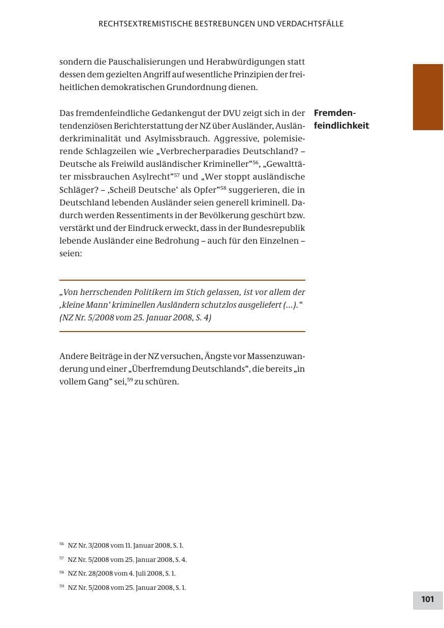 Seite 101 des Verfassungsschutzbericht 2008 Bund