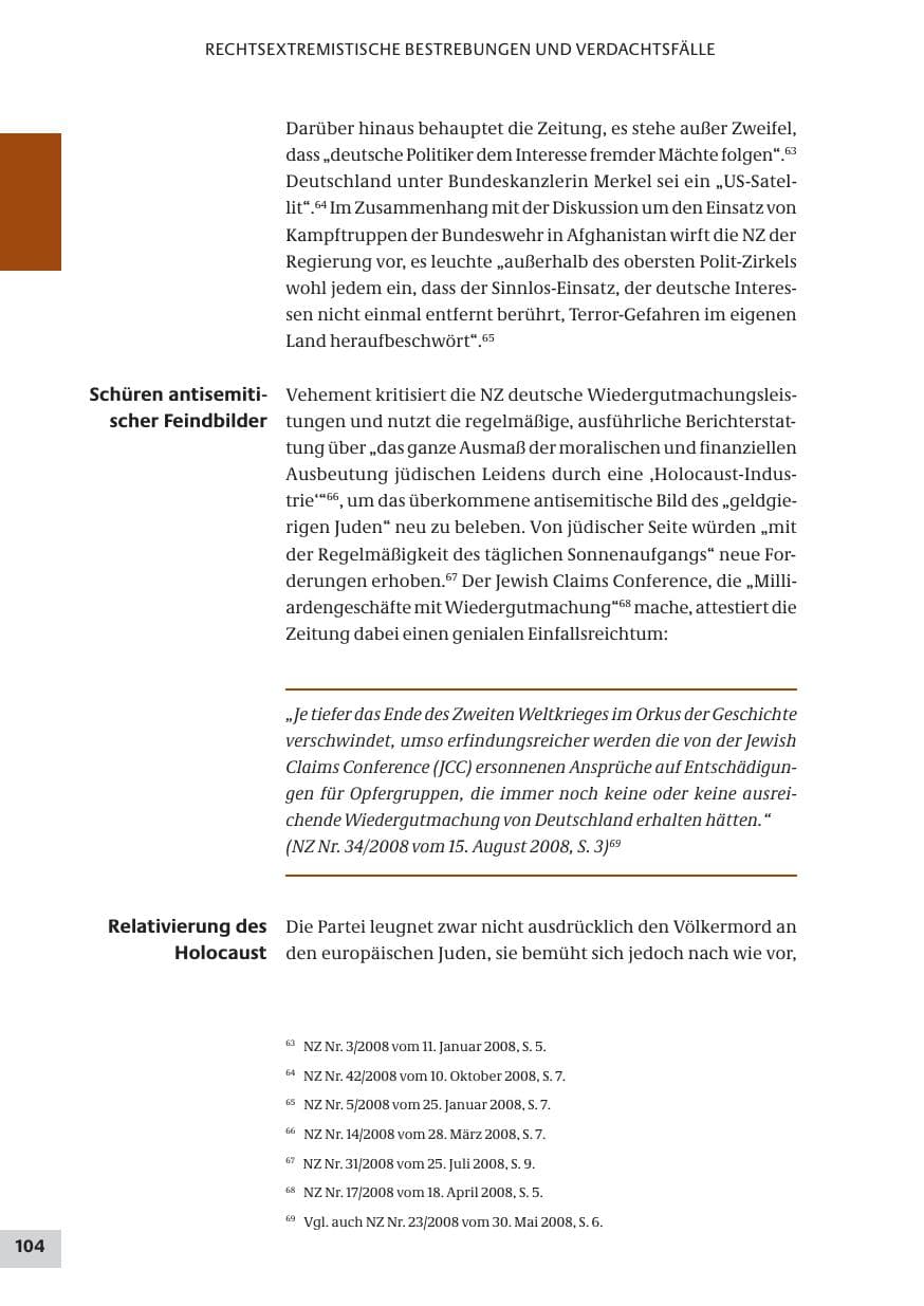 Seite 104 des Verfassungsschutzbericht 2008 Bund