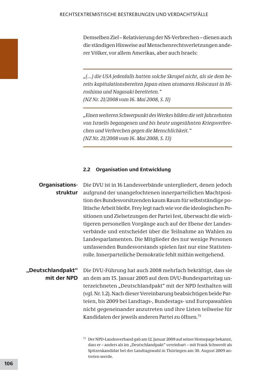 Seite 106 des Verfassungsschutzbericht 2008 Bund