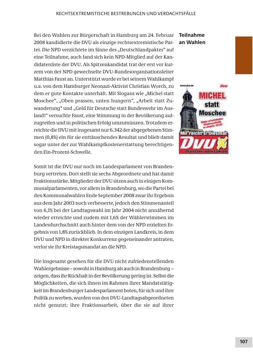 Seite 107 des Verfassungsschutzbericht 2008 Bund