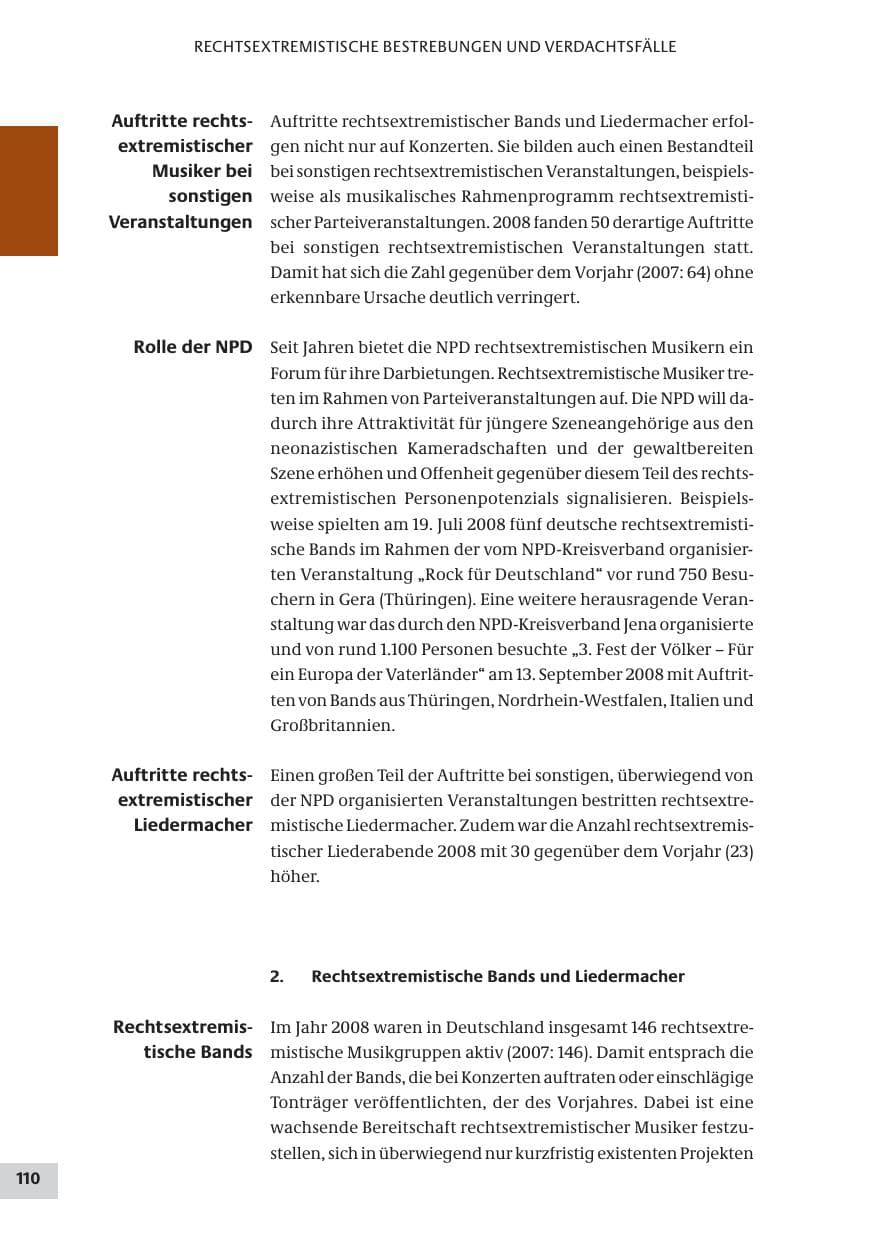 Seite 110 des Verfassungsschutzbericht 2008 Bund