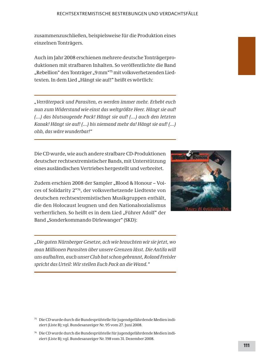 Seite 111 des Verfassungsschutzbericht 2008 Bund