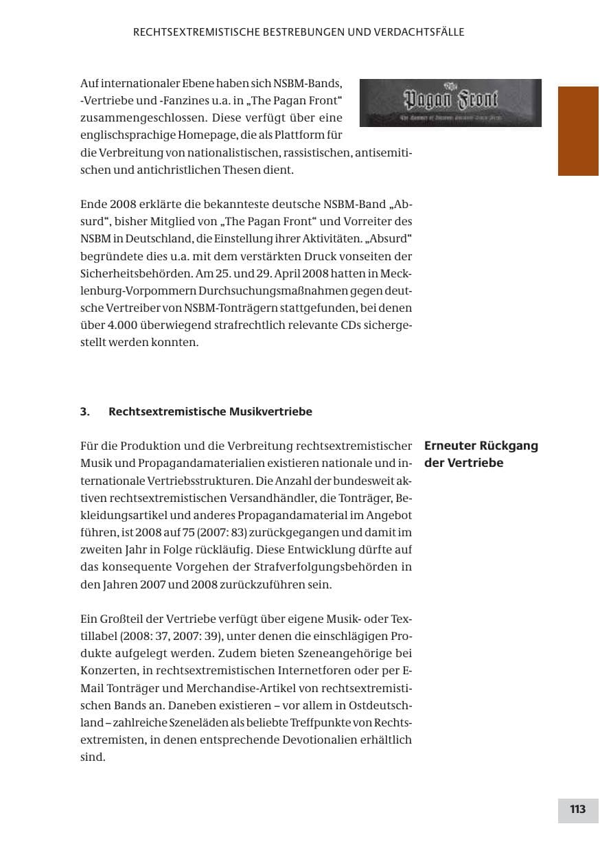 Seite 113 des Verfassungsschutzbericht 2008 Bund