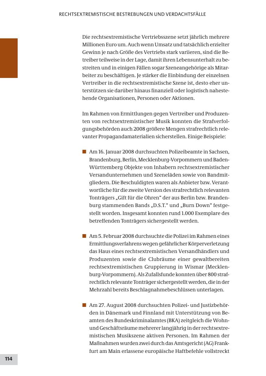 Seite 114 des Verfassungsschutzbericht 2008 Bund