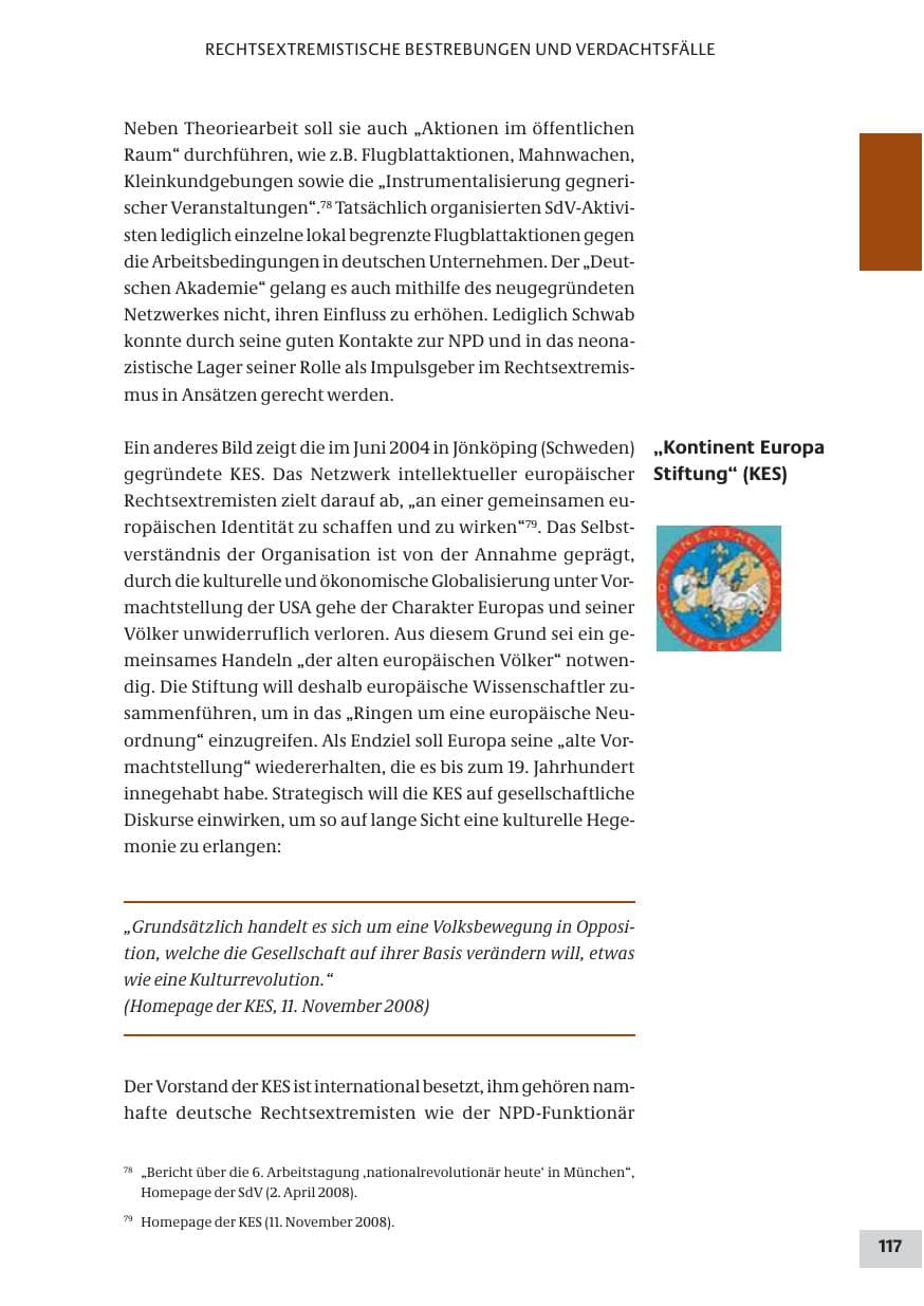 Seite 117 des Verfassungsschutzbericht 2008 Bund