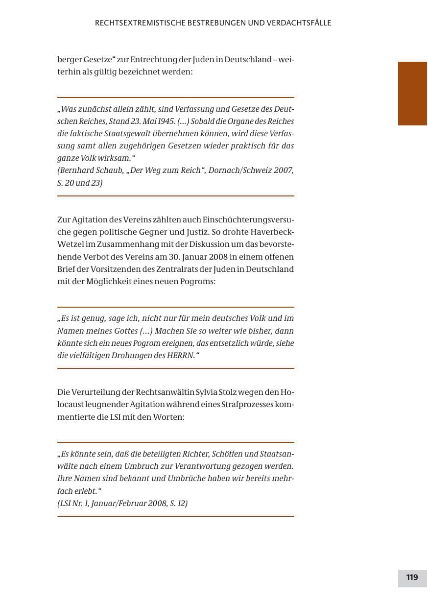 Seite 119 des Verfassungsschutzbericht 2008 Bund