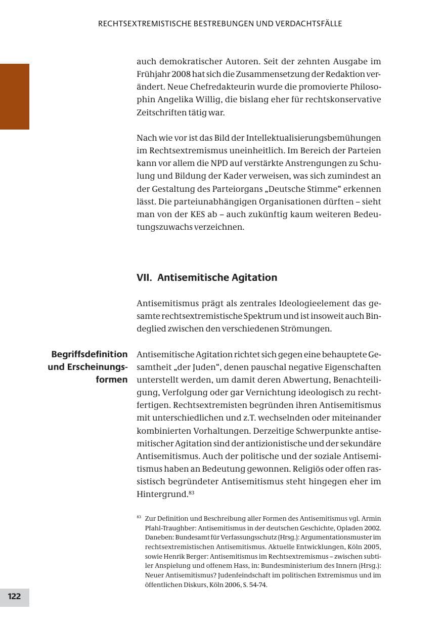 Seite 122 des Verfassungsschutzbericht 2008 Bund