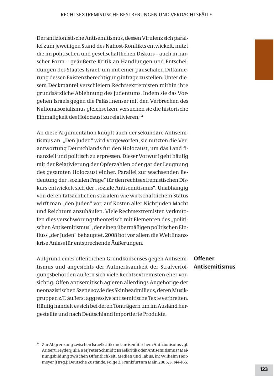 Seite 123 des Verfassungsschutzbericht 2008 Bund