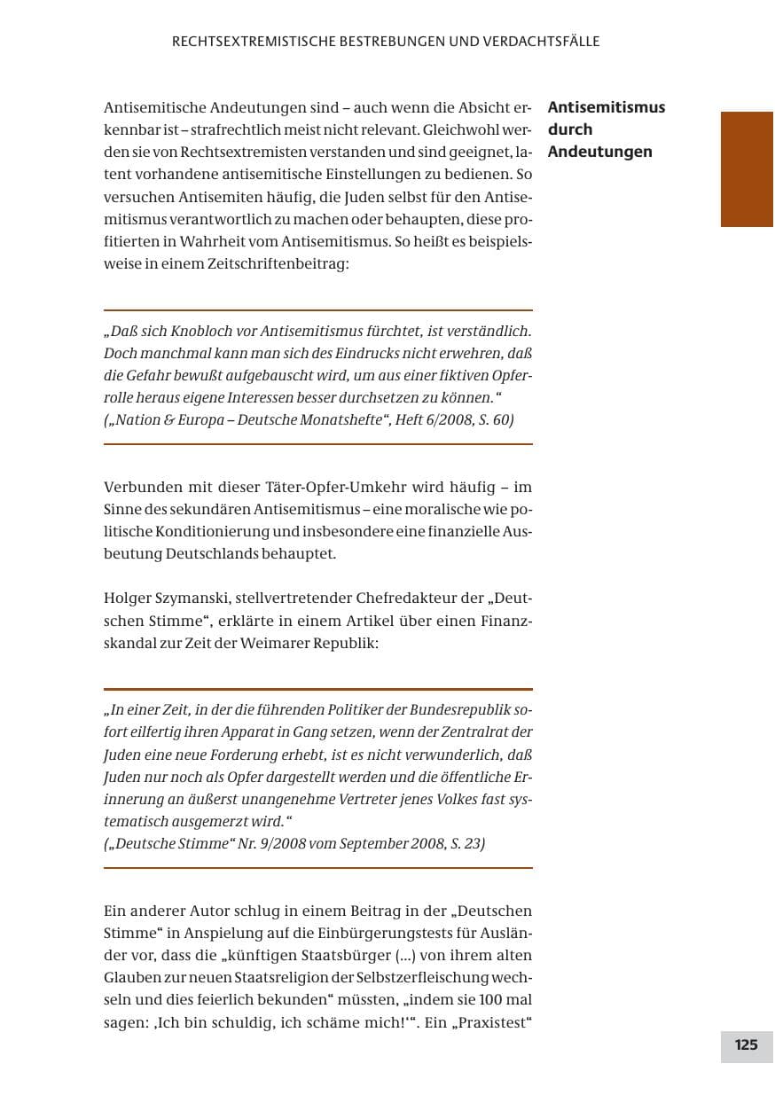 Seite 125 des Verfassungsschutzbericht 2008 Bund