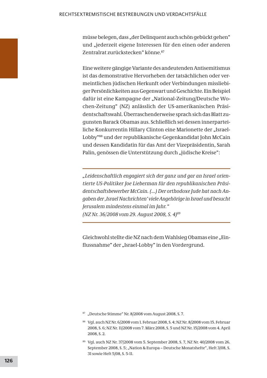 Seite 126 des Verfassungsschutzbericht 2008 Bund