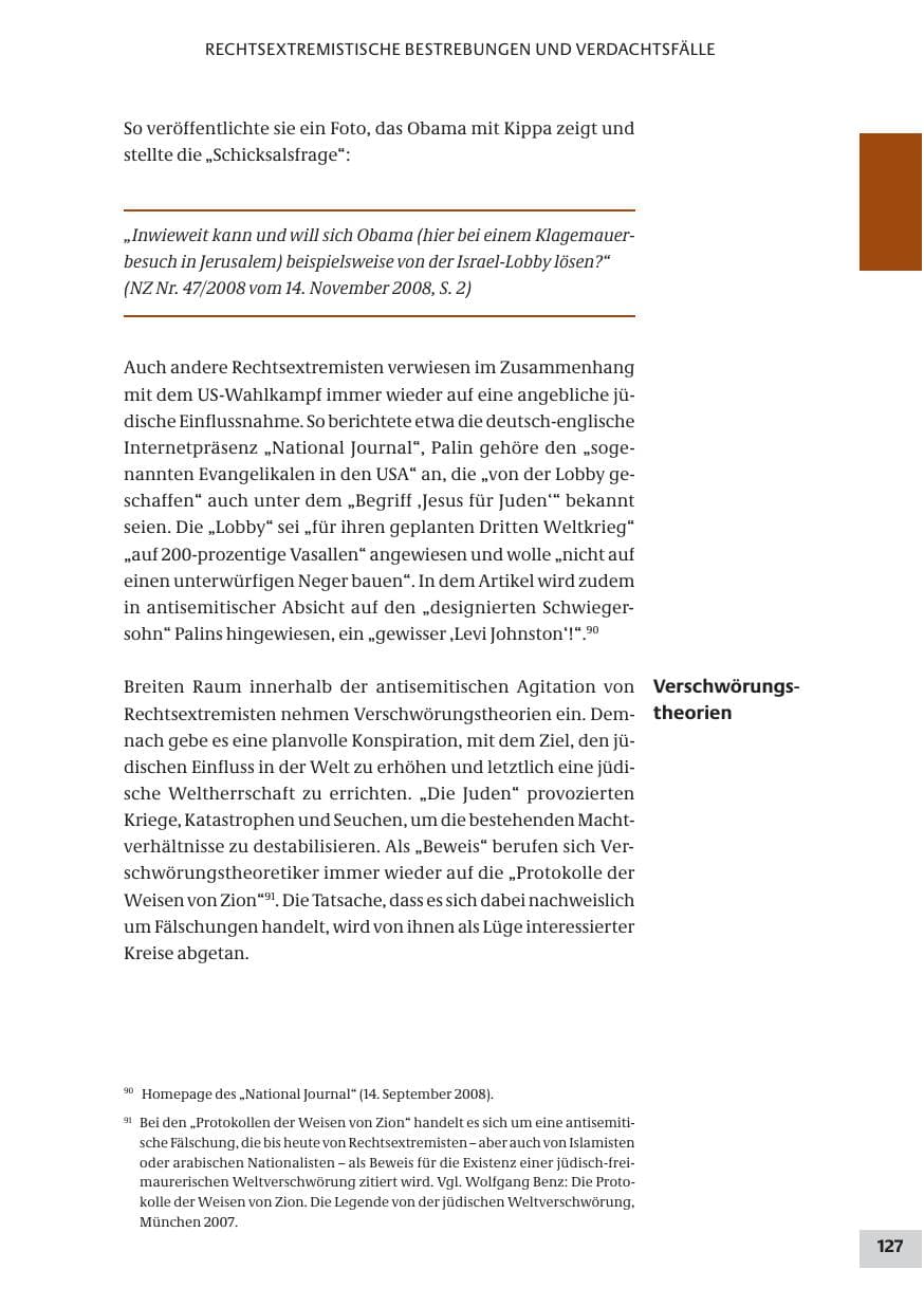 Seite 127 des Verfassungsschutzbericht 2008 Bund