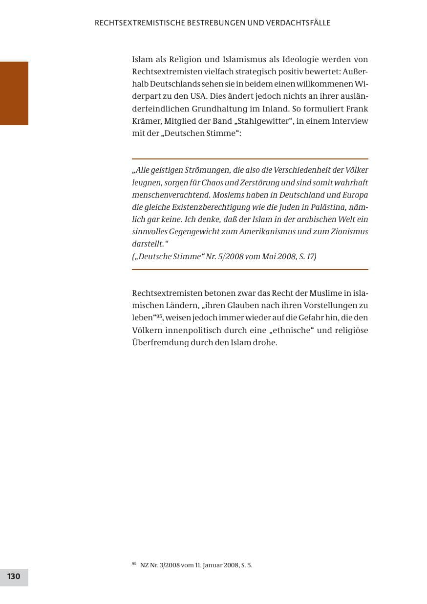Seite 130 des Verfassungsschutzbericht 2008 Bund