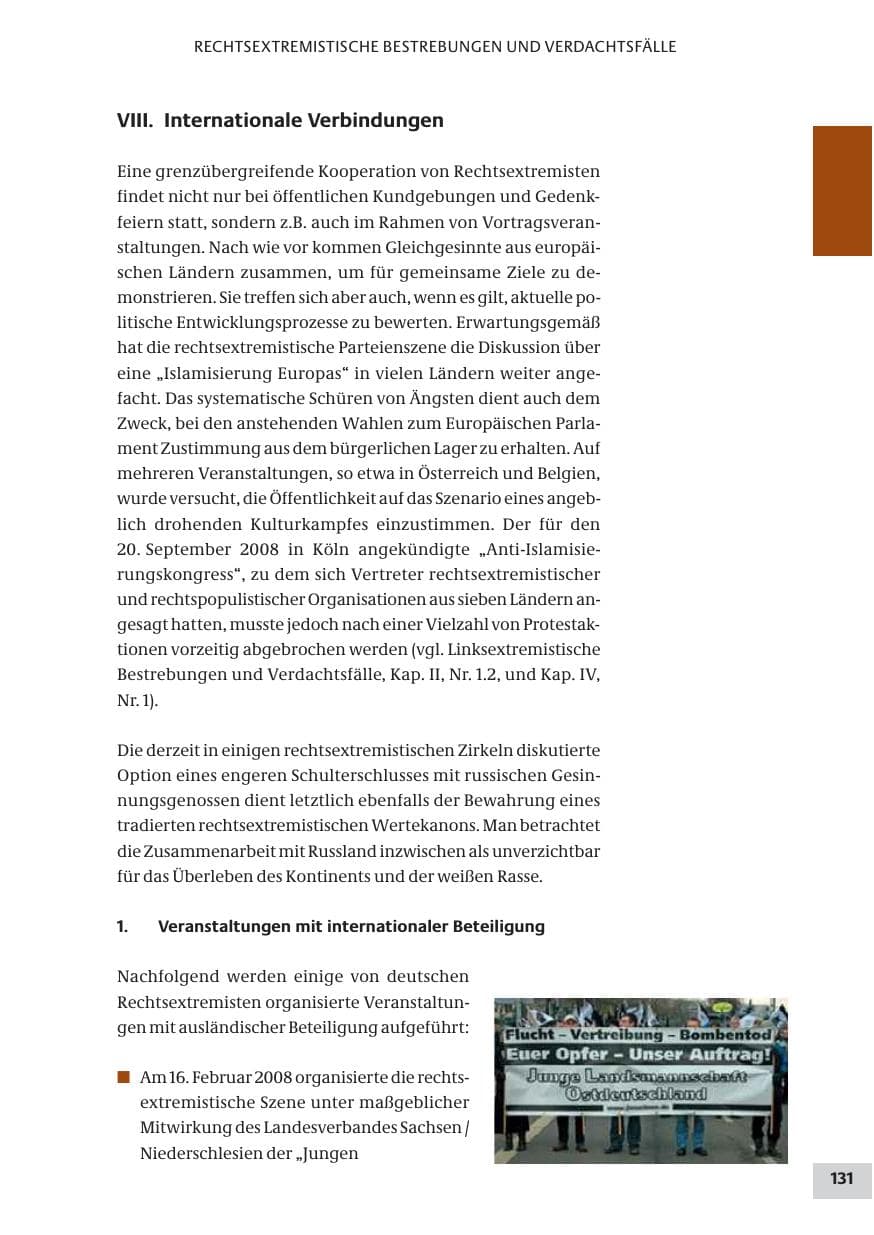 Seite 131 des Verfassungsschutzbericht 2008 Bund