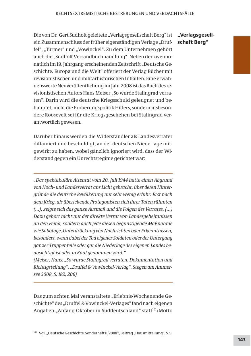 Seite 143 des Verfassungsschutzbericht 2008 Bund