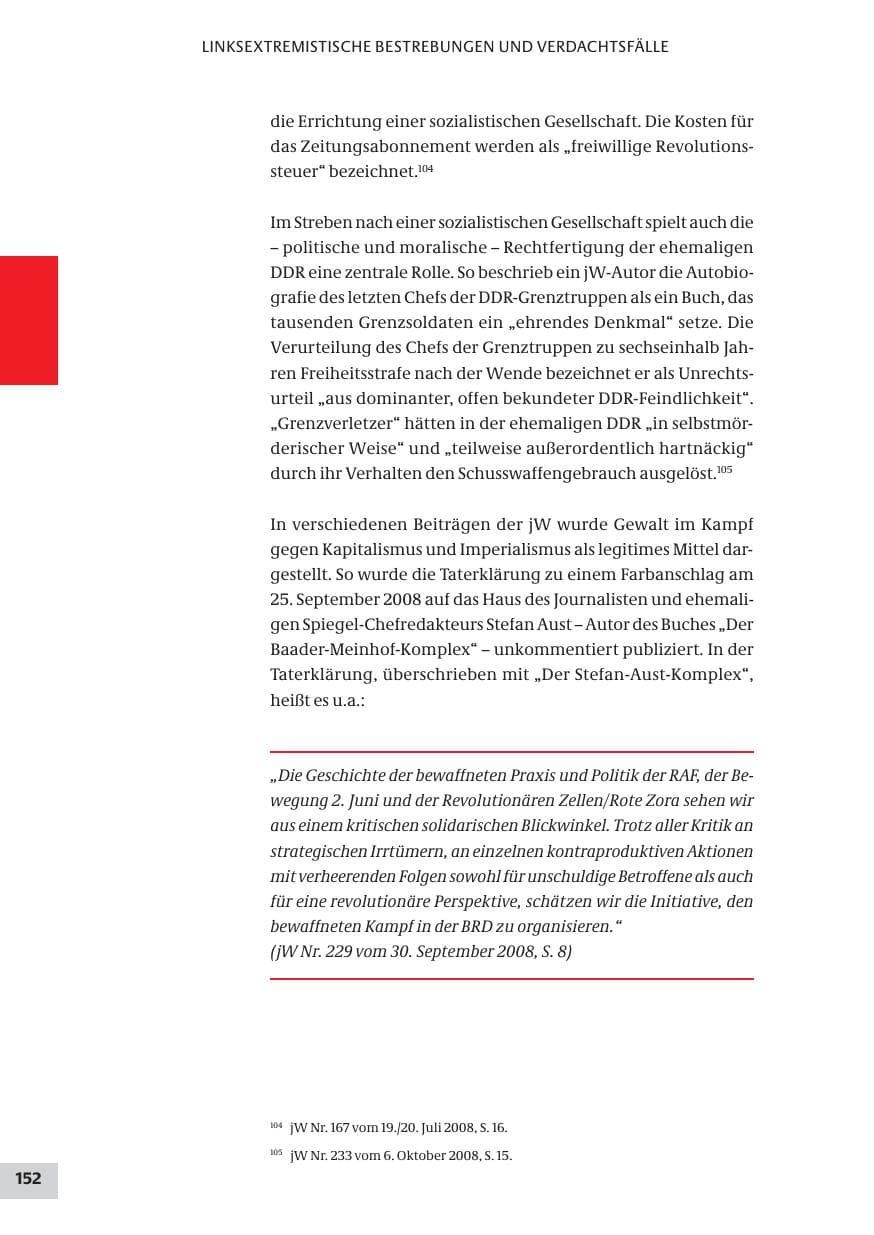 Seite 152 des Verfassungsschutzbericht 2008 Bund