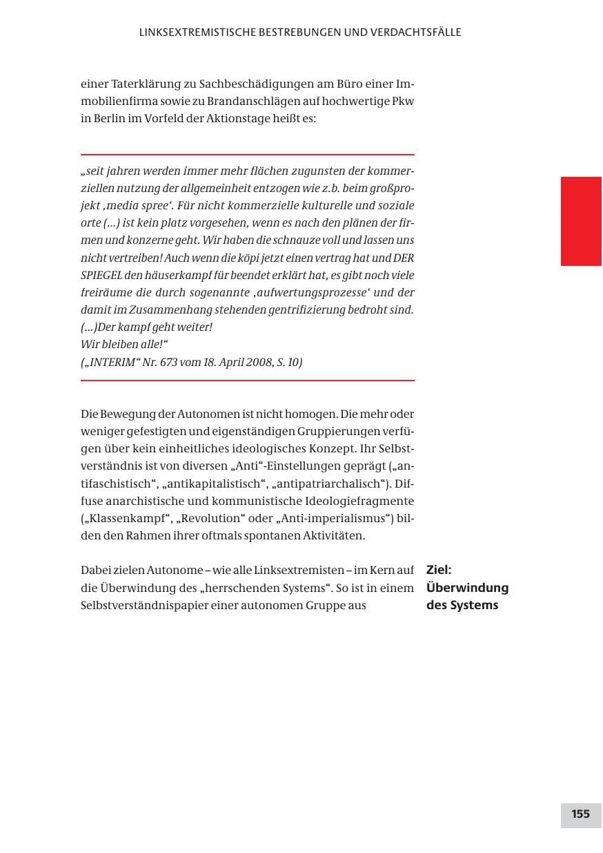 Seite 155 des Verfassungsschutzbericht 2008 Bund