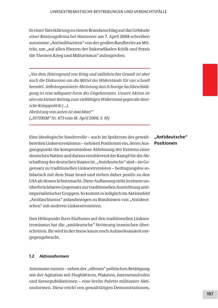 Seite 157 des Verfassungsschutzbericht 2008 Bund