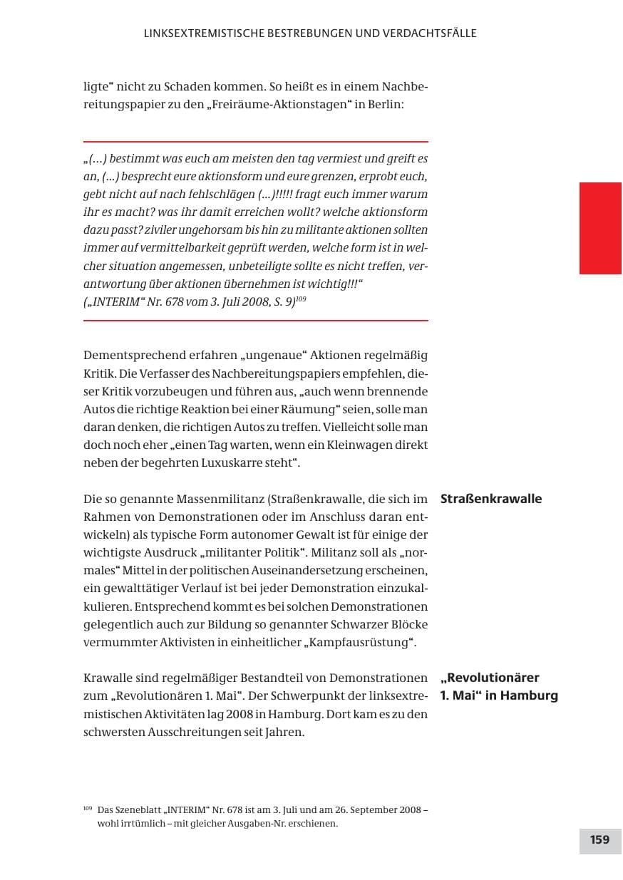 Seite 159 des Verfassungsschutzbericht 2008 Bund