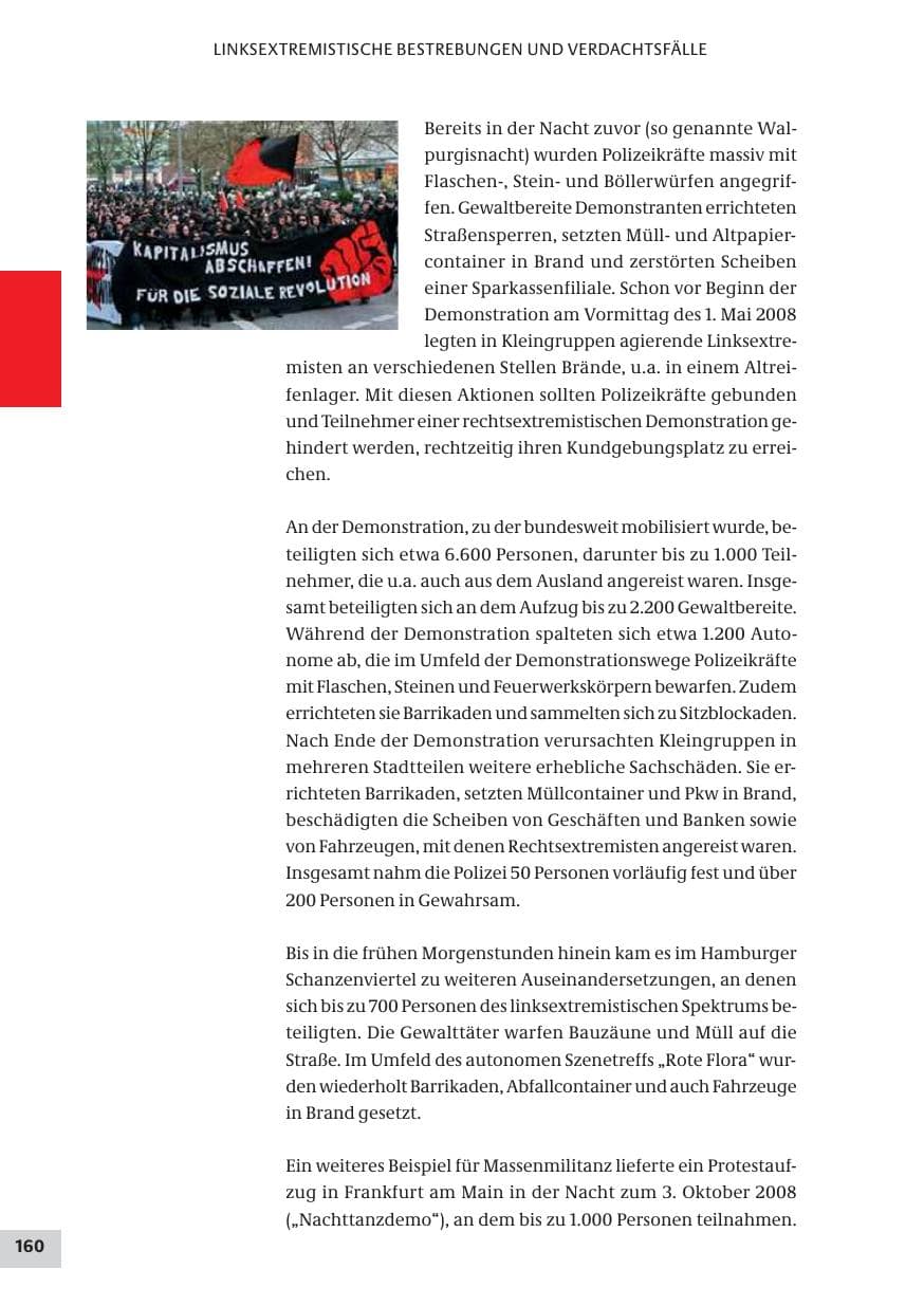 Seite 160 des Verfassungsschutzbericht 2008 Bund
