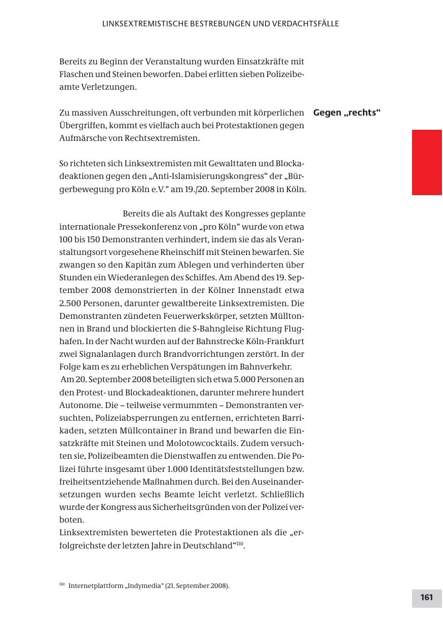 Seite 161 des Verfassungsschutzbericht 2008 Bund