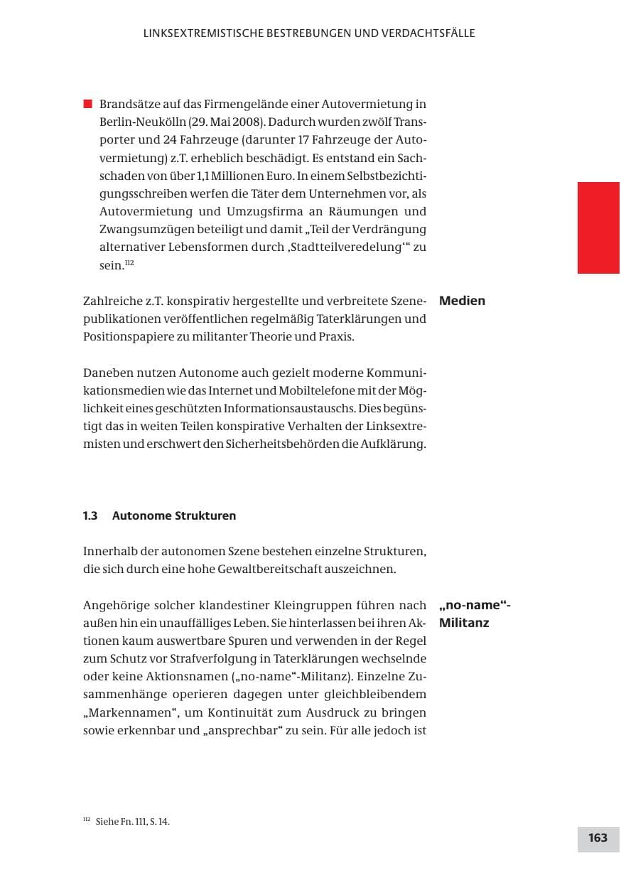 Seite 163 des Verfassungsschutzbericht 2008 Bund