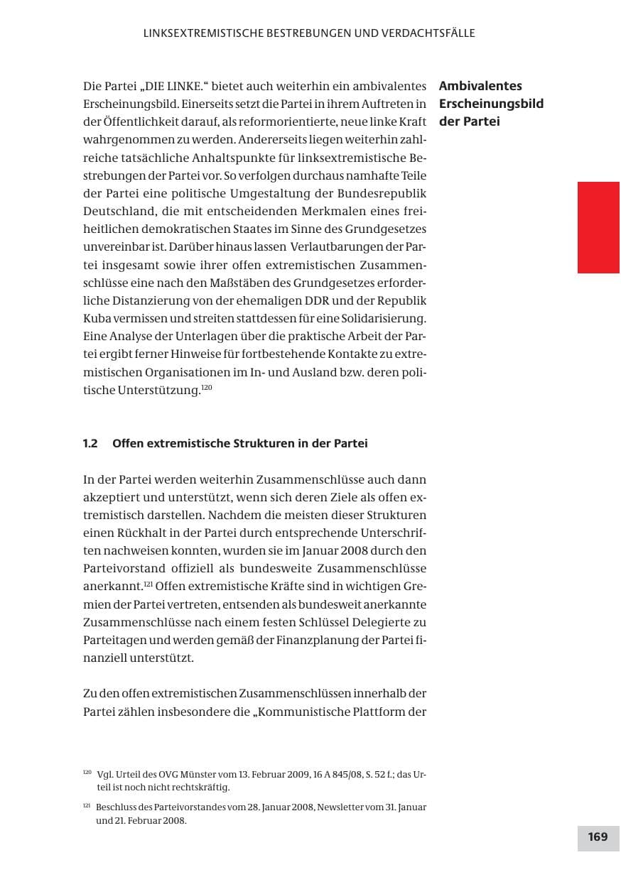 Seite 169 des Verfassungsschutzbericht 2008 Bund