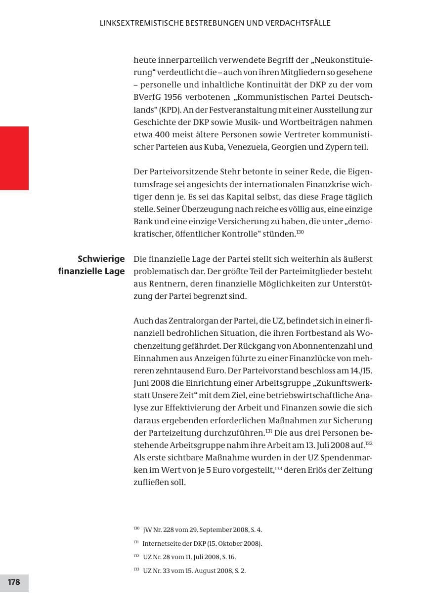 Seite 178 des Verfassungsschutzbericht 2008 Bund