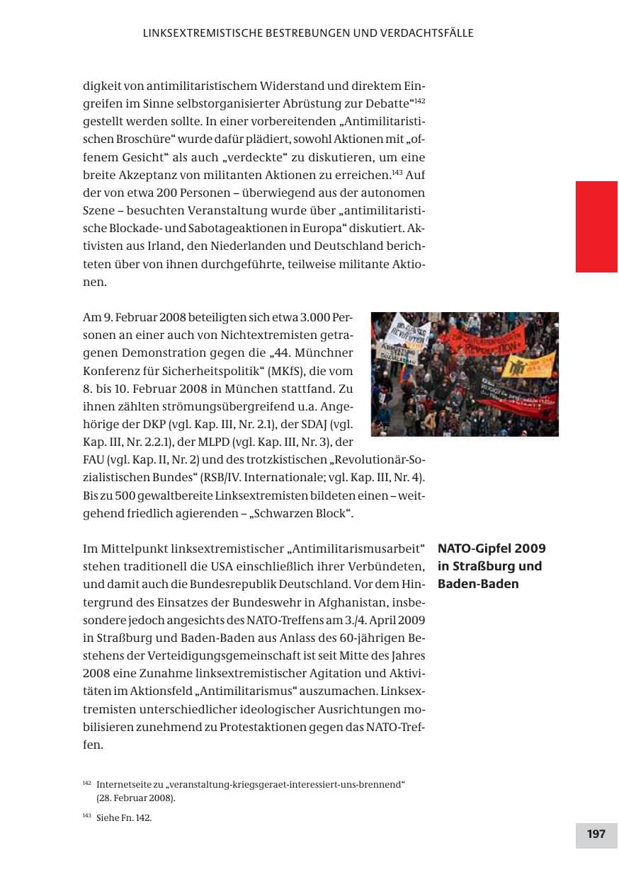 Seite 197 des Verfassungsschutzbericht 2008 Bund
