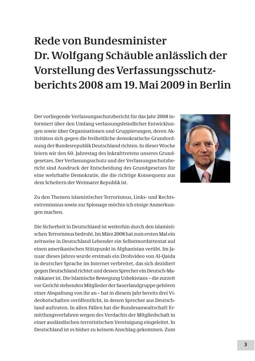 Seite 3 des Verfassungsschutzbericht 2008 Bund