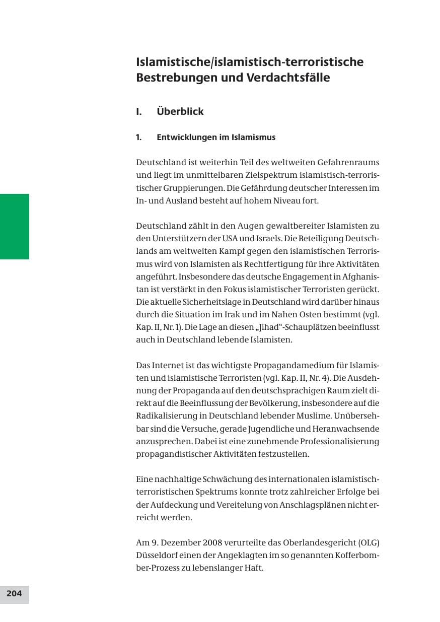 Seite 204 des Verfassungsschutzbericht 2008 Bund