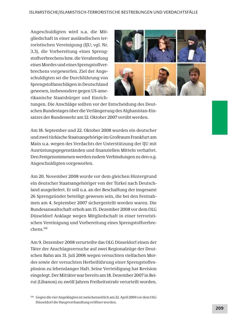 Seite 209 des Verfassungsschutzbericht 2008 Bund