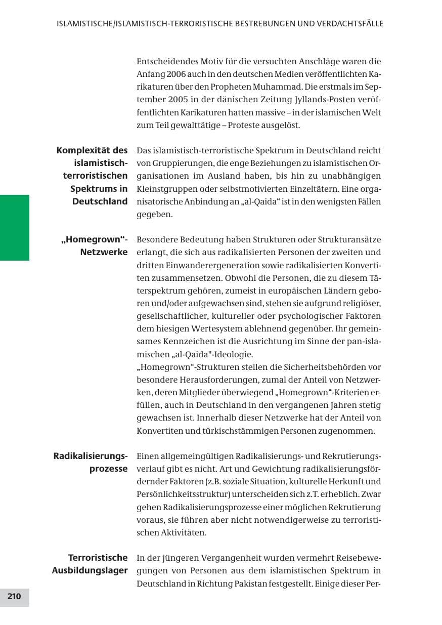 Seite 210 des Verfassungsschutzbericht 2008 Bund