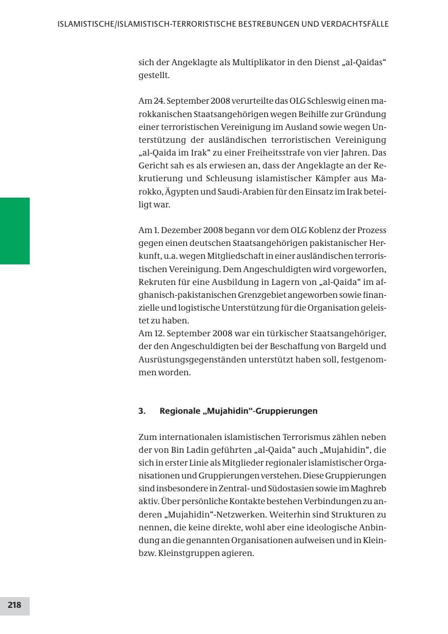 Seite 218 des Verfassungsschutzbericht 2008 Bund